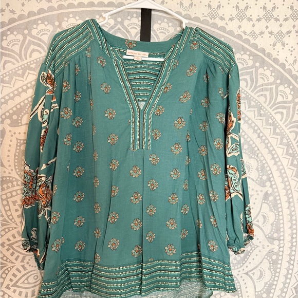 Knox Rose Tops - Knox Rose Teal Floral Blouse